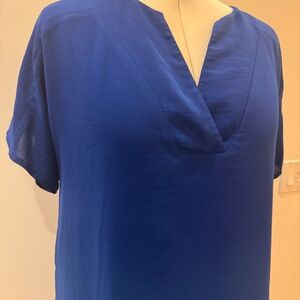 Adrianna Papell Effortless Royal Blue Sheer Dress Size 16